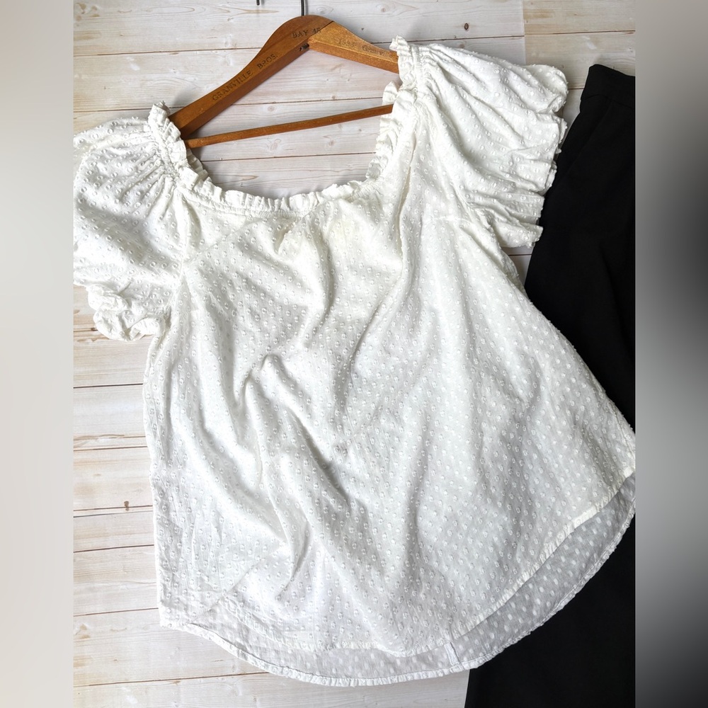 Maeve White Dot Puff Sleeve Blouse